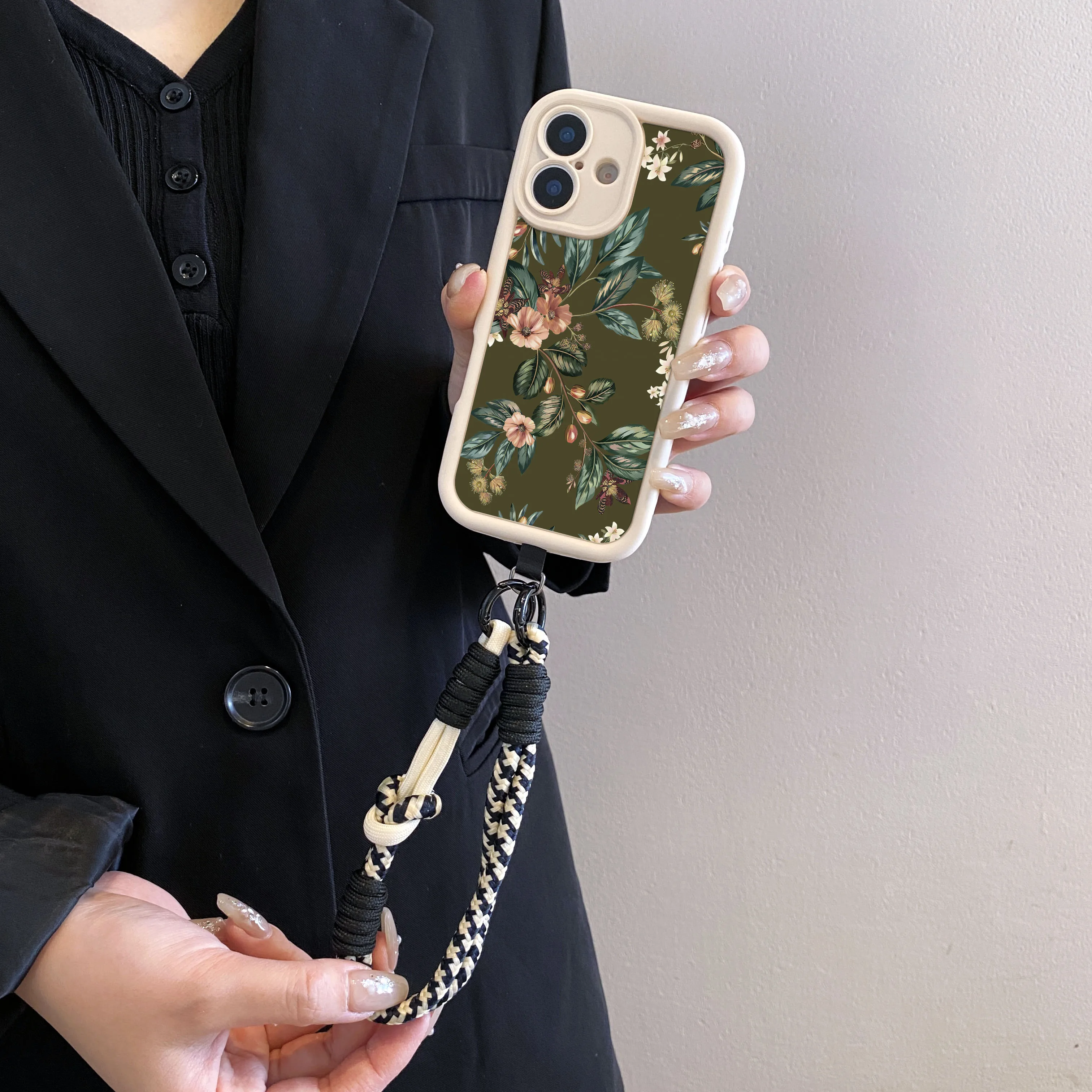 Ypm5 Plants Crossbody Lanyard Telefoon Case Voor Xiaomi 15 14 13 12 11 Lite Ultra 13 T 14 T 12 T 11 T Pro Pols Ketting Strap Cover