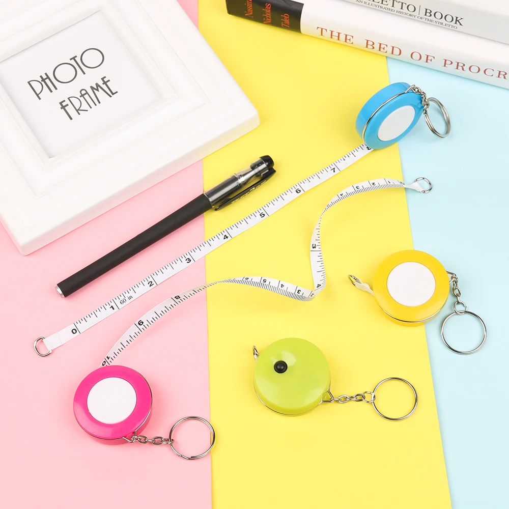 Retractable Camping Measurement Candy Color Measuring Tool Tape Measure Keychain Soft Ruler
