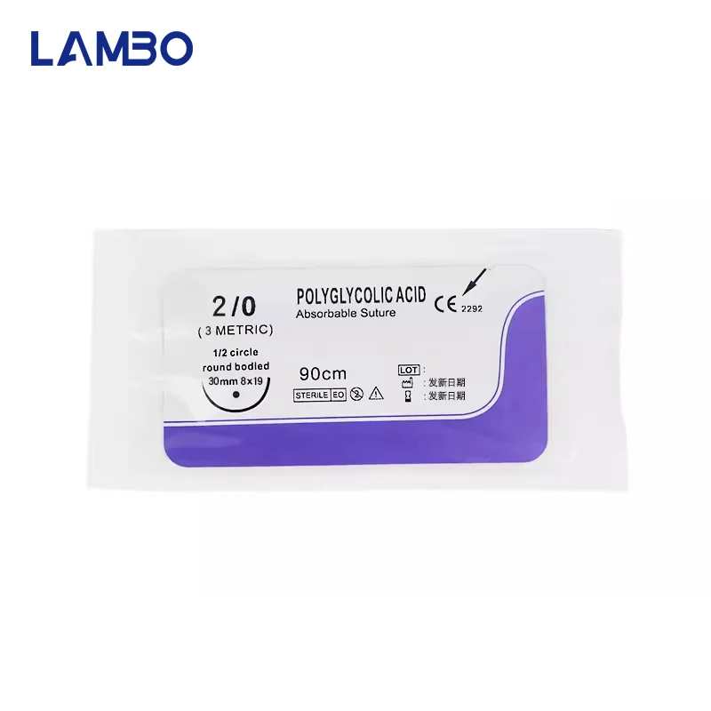 Absorbable Suture Thread with Needle, Pet Medical Supplies, Cat and Dog Specific PGA 90cm, Pet Surgical consumables