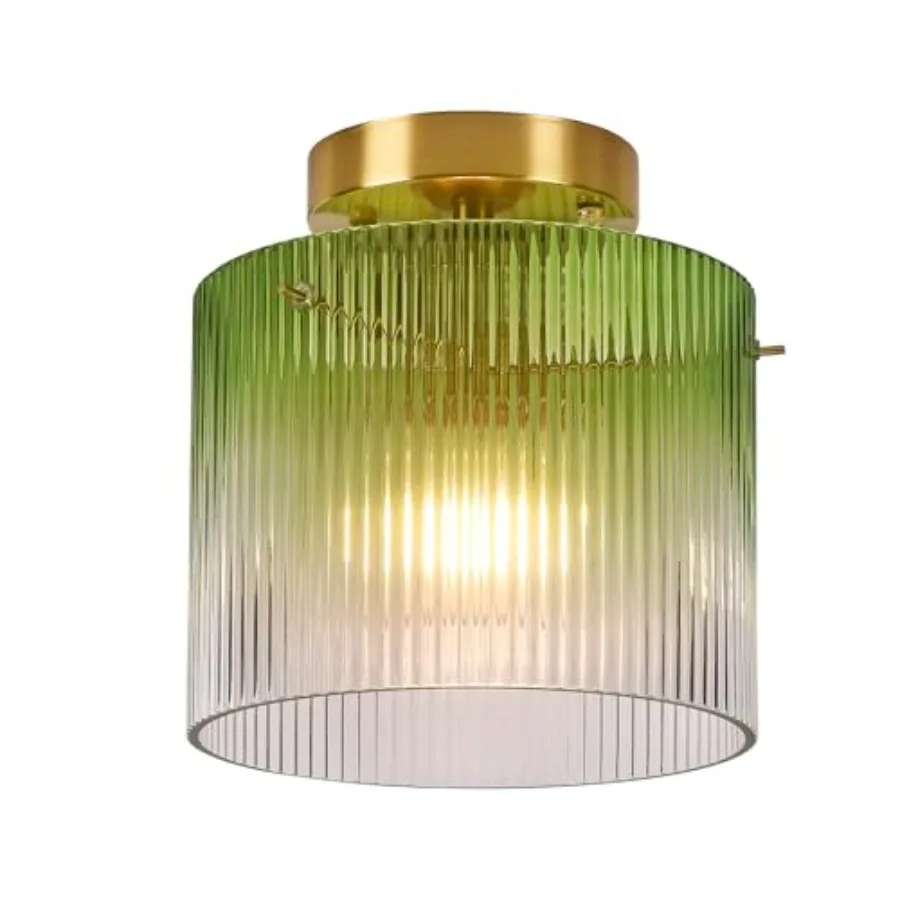 Modern Semi Flush Mount Ceiling Light Vintage Gradient Glass Ceiling Light Fixture for Closet Dining Room Kitchen Bedroom Entry