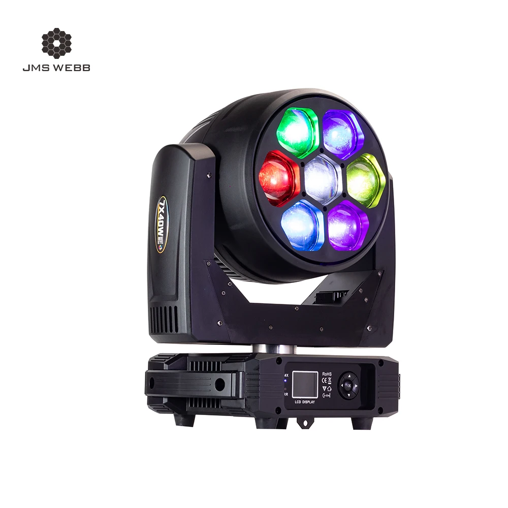 JSM WEBB LED Beam+Wash Big Bees Eyes 7x40W RGBW Zoom Lighting Double Lens For Disco DJ Effect Club Wedding