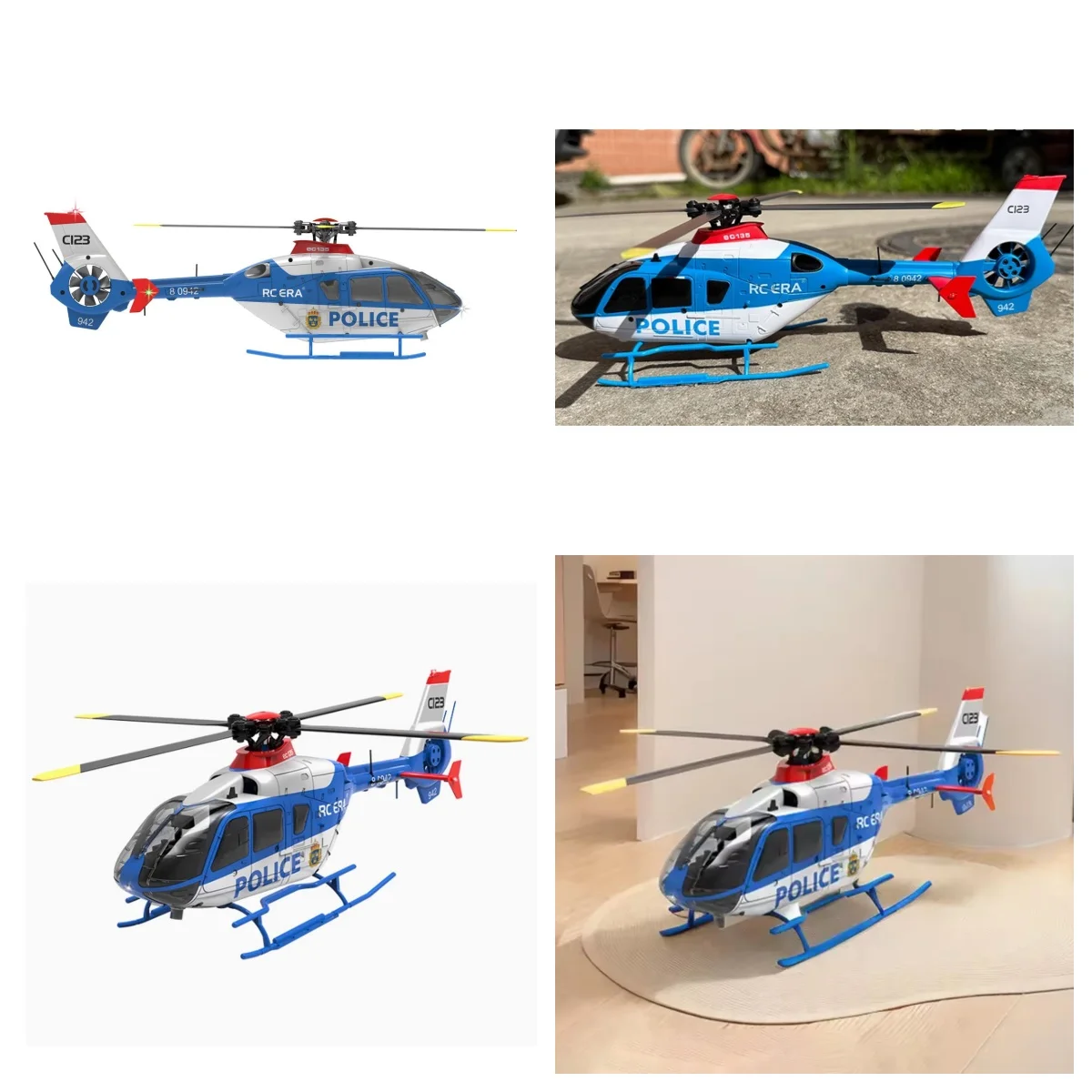 1/36 C123 RC Simulation EC135 Helicopter Single Paddle Aileron Free Dual Brushless Direct Drive 3D Aircraft Model Toy Adults