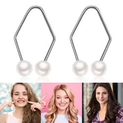 1 Pair Fashion Alloy Dimple Trainer Facial Beauty Tools Pearl Dimple Maker for Cheeks Easy to Wear Facial Dimple Make Tool