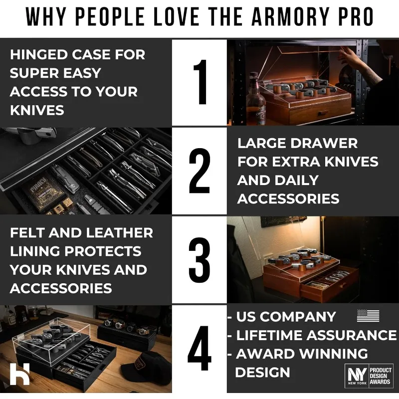 Display Your Knife Collection with The Armory Pro – Premium Pocket Knife Display Case for 20-30 Knives