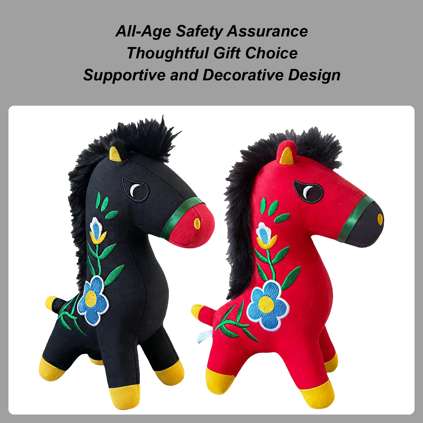 

23cm Lucky Horse Plush Mascot Traditional Cute Doll for Good Fortune Festival & Birthday Gift for Family Colleagues Home Decor