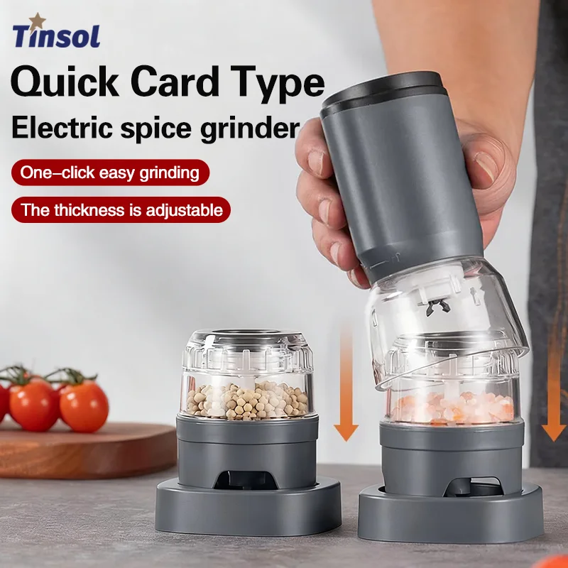 TINSOL Multifunctional Electric Grinder Adjustable Coarseness, Household Spice Grinder for Sichuan Pepper Sea Salt, and Pepper