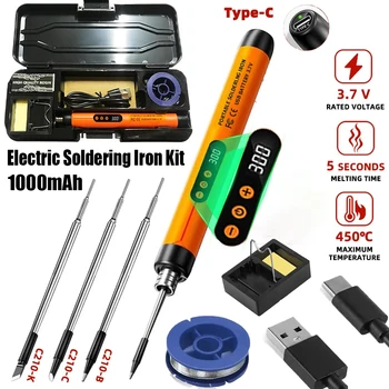 ערכת פיטוח חשמלית דיגיטלית USB LED בנפח 1000mAh מיני עם טמפרטורה ניתנת להתאמה 300-450 ℃   כלי ריתוך חכם להידוק