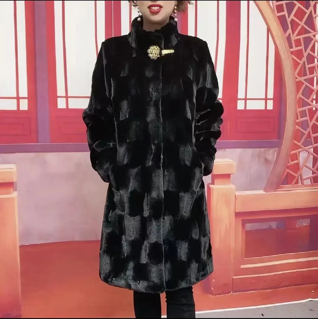 

Autumn Winter Women's Faux Fur Coat New Thick Warm Imitation Mink Vevet Jacket Large Size Loose Soft Comfortable Fur Outwear