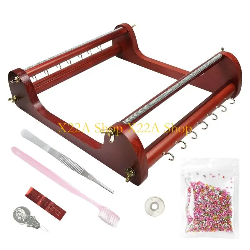 Unique Large Wooden Bead Loom Set with Threaded Rods and Wing-Nut Adjusters, Open Frame Tool for Bead Weaving and Jewelry Making