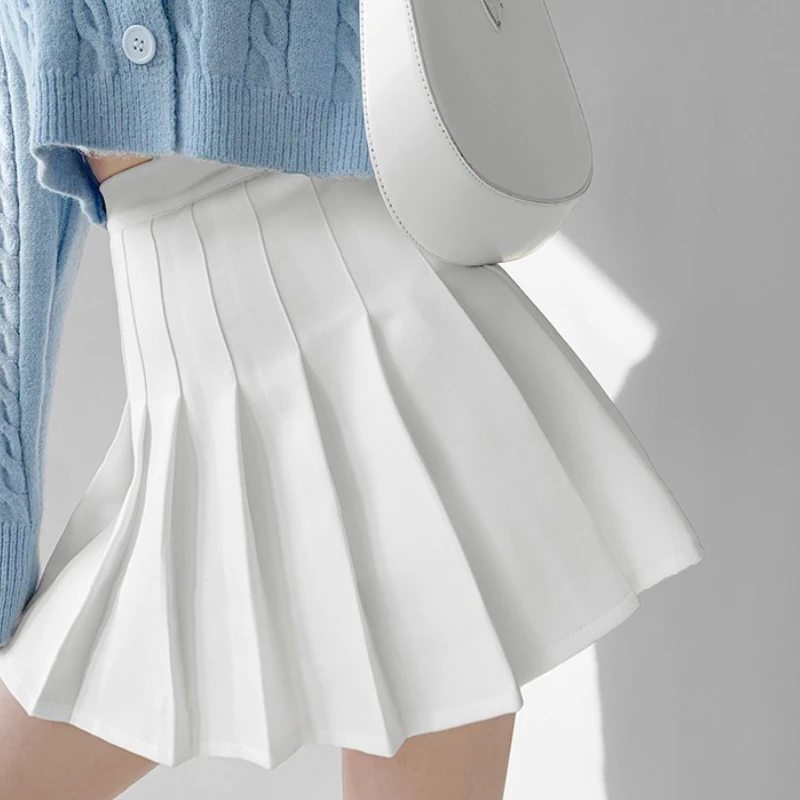 New Pleated Skirt for 2026 Womens Mini Skirts Japanese School High Waist Kawaii Cute Grey Plaid Skirt Uniform Harajuku Jupe