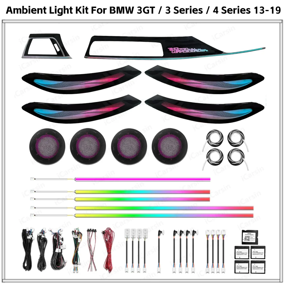 

APP Control Ambient Light Upgrade Kit for BMW 3 Series F30 F34 4 Series F36 Interior Dashboard Door Trim LED Light