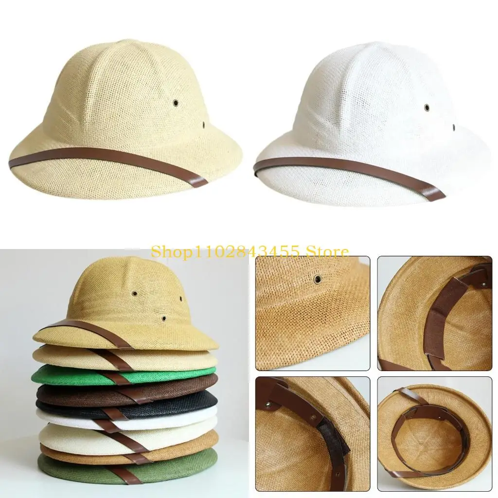 

49MC Handwoven Straw Hat Sun Protective Hat Ventilation Bucket Hat for Camping