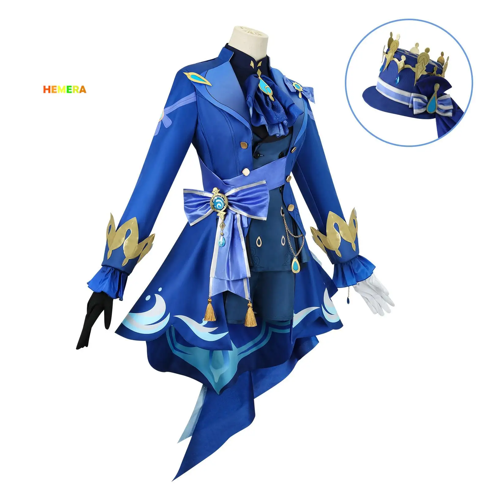 Nowe fokalory Fontaine Furina kostium cosplayowy Anime GenshinImpact Furina Cosplay kostiumy buty boga biały kapelusz derby mundur peruka