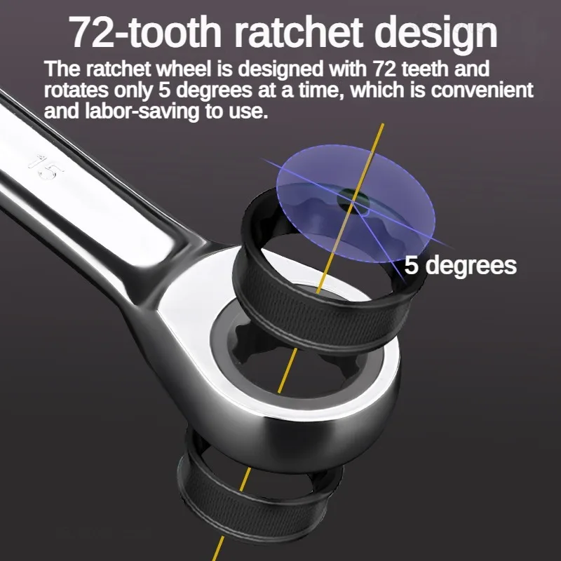 Xiaomi Key Wrench Flexible Head Ratcheting Combination Ratchet Spanner Set Hand Tool Sets Dual-purpose RatchetCar Repair Tools