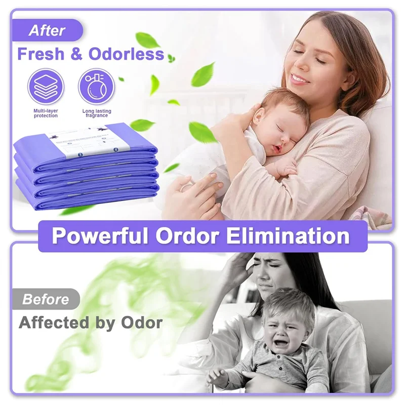 

AB11-запасные пакеты для ведра для подгузников для декора Plus, сменные пакеты для ведра для подгузников, 4 упаковки, дополнительная длина 12%, вмещает подгузники до 2668, толщина 30%