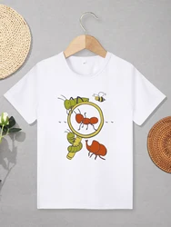 Insect Observation Pattern Cute Toddler Tee Shirt Cartoon Fashion Spring Summer Outdoor Casual Children Clothes Boy Girl T-shirt