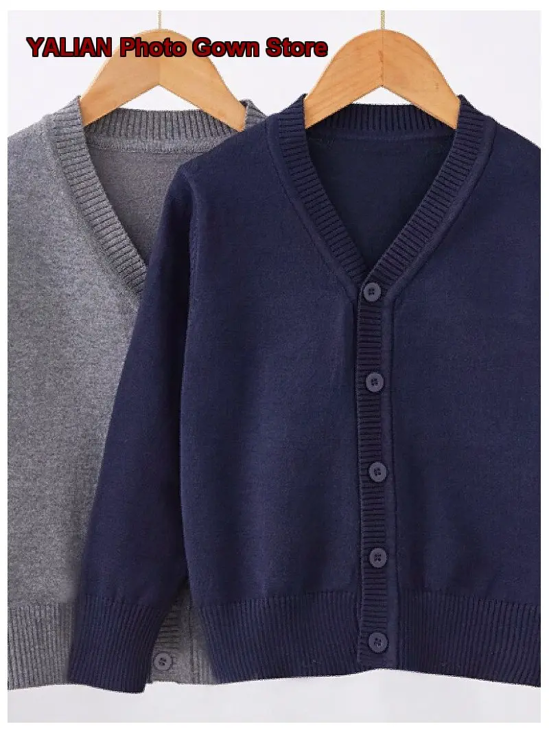 Parent-Child Kids Outerwear Boys Knit School Uniform Spring Autumn Older Kids