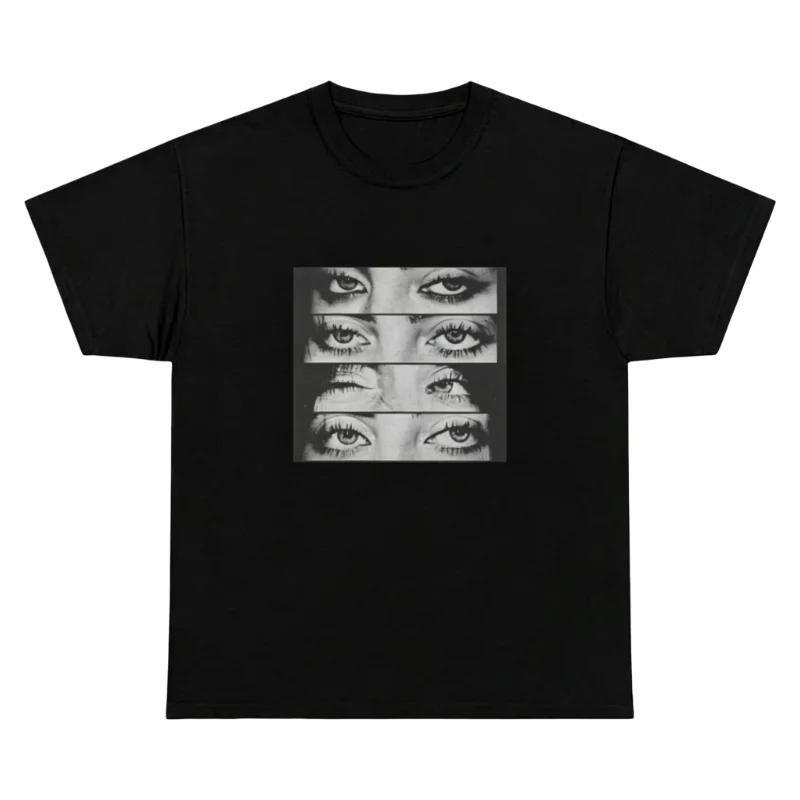 Unisex Grunge Film Strip Billie Eilish T-Shirt Herren Reine Baumwolle Rundhals Kurzarm Y2K Ästhetisches Musikmuster Casual Top – Detail 2