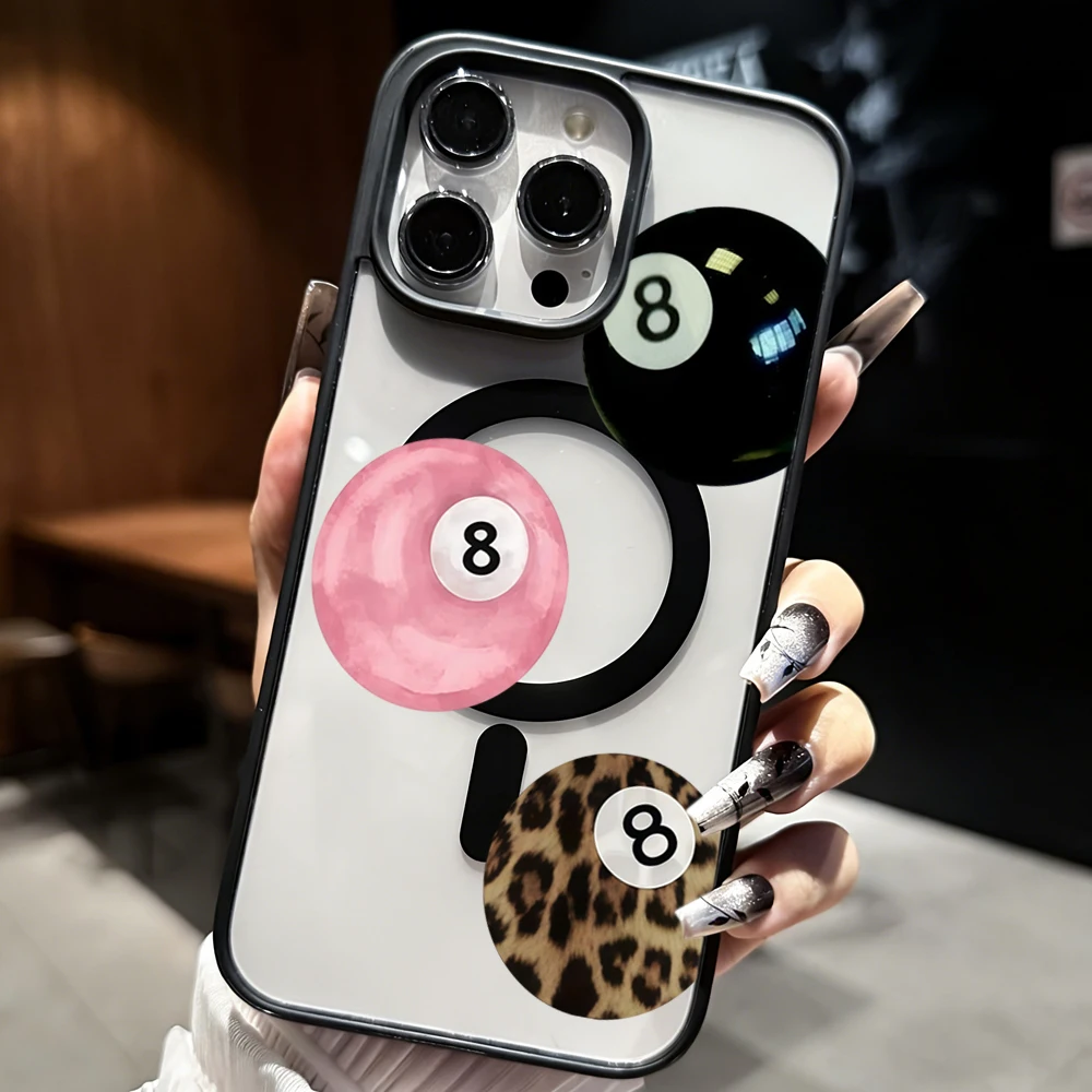 Retro-Billard 8 Klare Hülle für Magsafe iPhone 15 16 Pro Max 17 14 11 13 12 Pro Max Plus Hülle Magnetisches Kabelloses Laden Coque – Detail 1