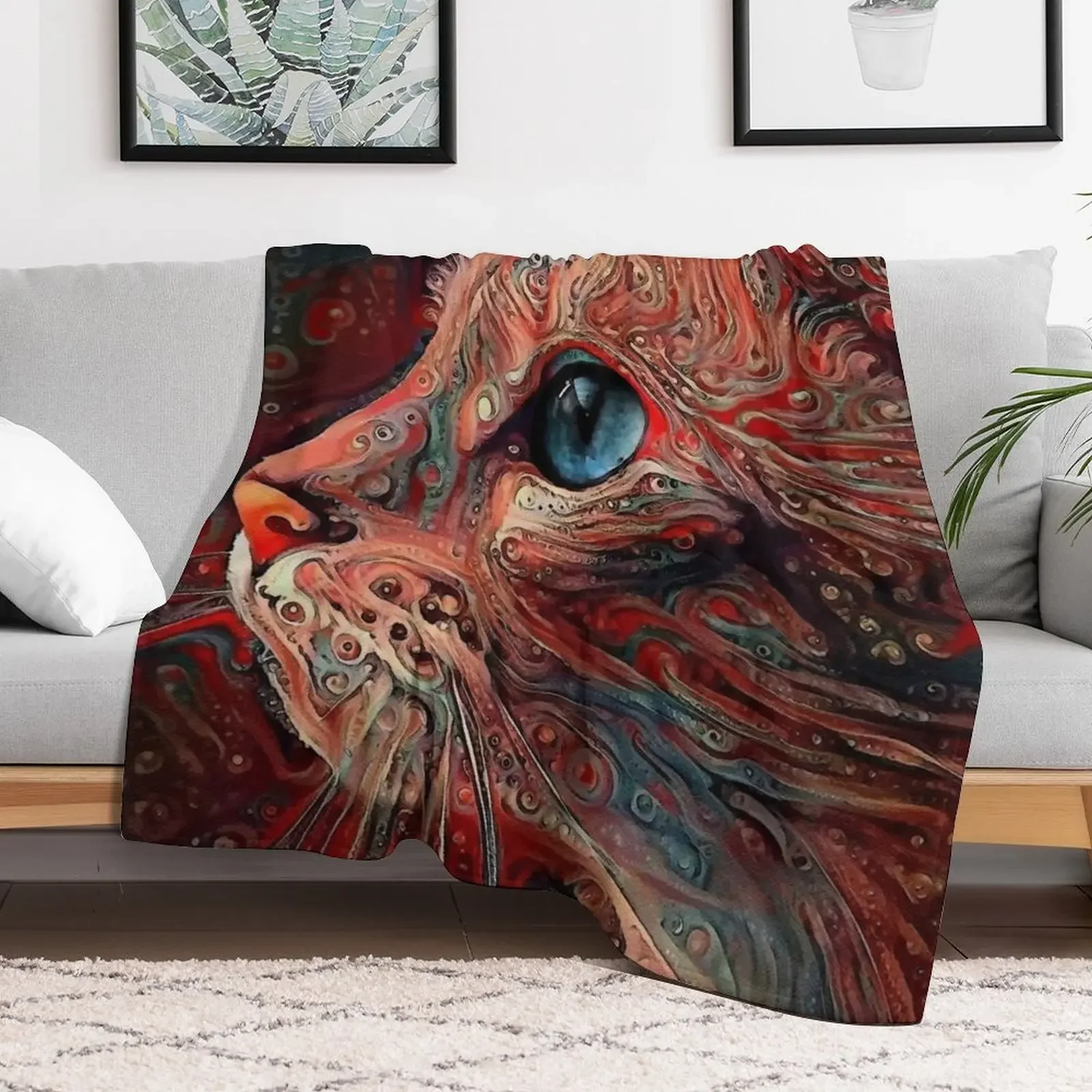 Délia, cat, chat, cat, lea roche paintings Throw Blanket Sleeping Bag For Baby Single Decorative Sofas Blankets