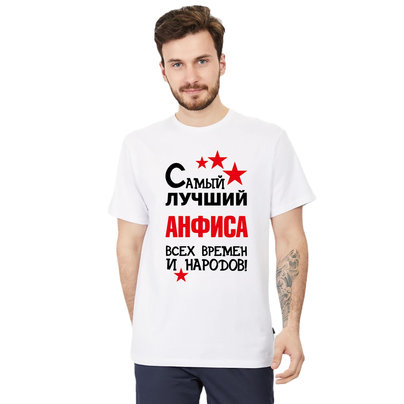 Men\'s Printed Cotton T-Shirt Самый Лучший Вова Всех Времен И Народов! Fashion Russian Style Shirt Tees Tops Custom Name