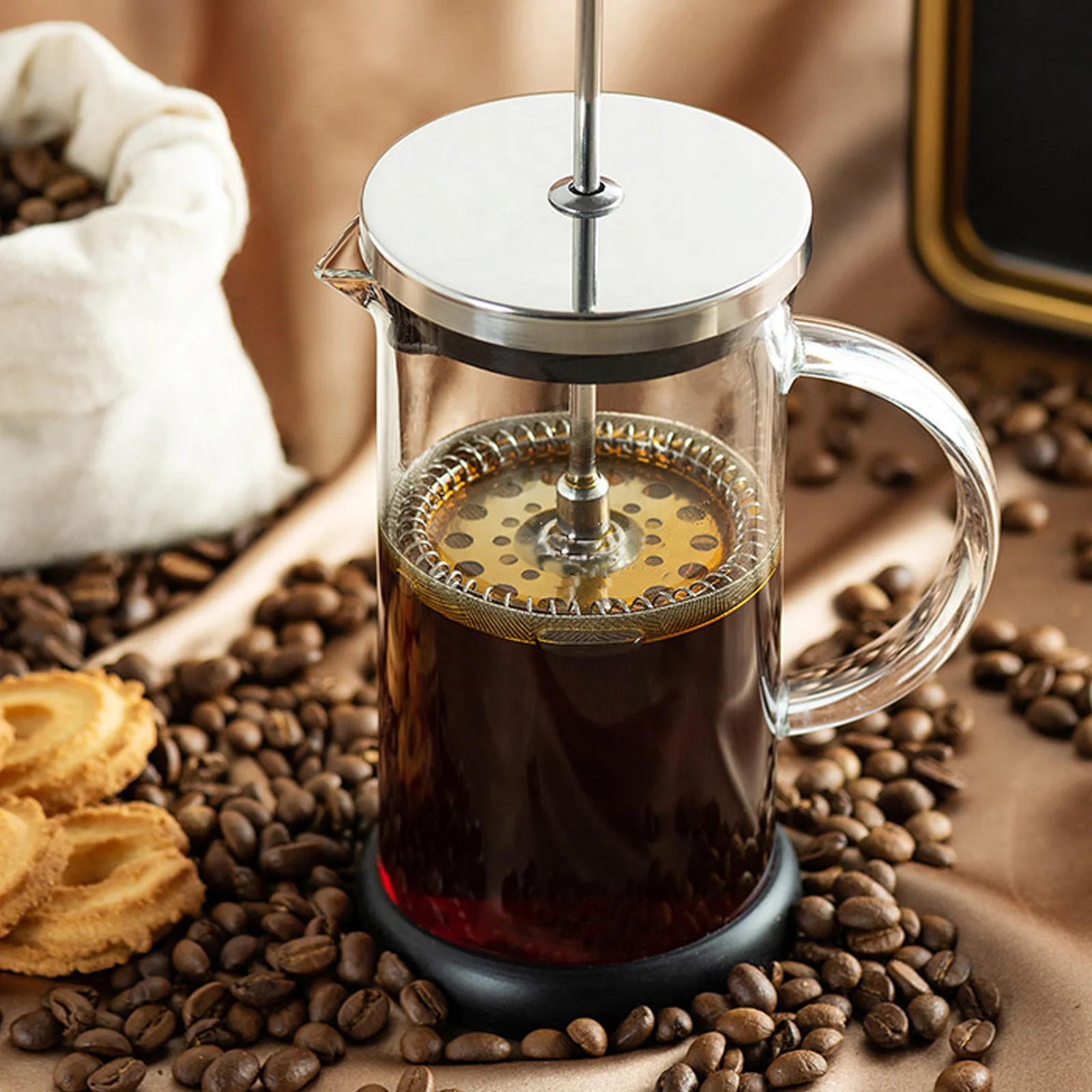 

Manual Glass Coffee Press Pot Easy Clean Milk Froth Brewer for Home Offices Coffee Press Household Coffeepot