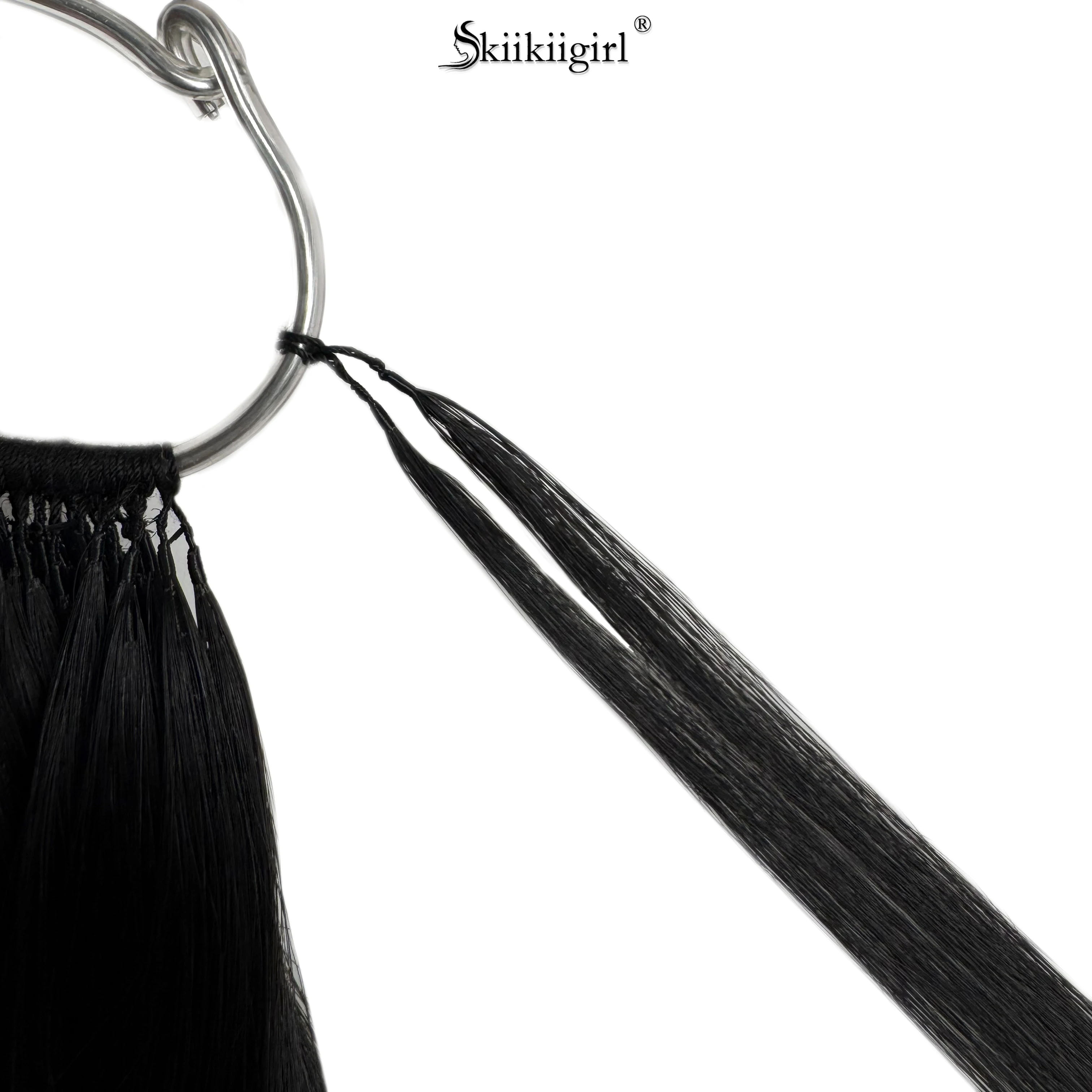 

Korean Cotton Hair Extension 100% Human Hair Cotton thread twins tip hair Double Drawn Feathers Hair Extension Natural Color