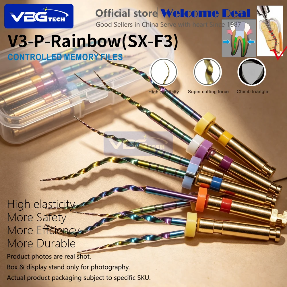 Premium Gold Rainbow Thermally Activated NiTi Rotary Files SX-F3 25mm S1F5 Root Canal Human Pet Dental Hospital Limited Discount
