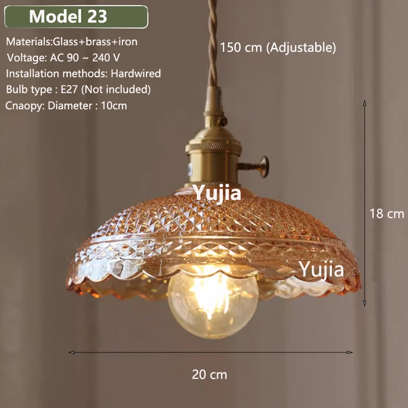 Hanglamp in meerdere stijlen Amberglas Lmapshade Messing Vintage bedlampje Verstelbare hanglamp Keukeneiland Eetkamer