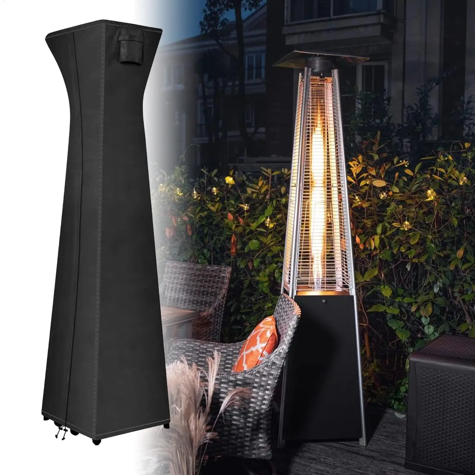 

Patio Heater Cover 420D Waterproof Garden Furniture Protector Dustproof Sunscreen Tower Heater Cover Outdoor Furniture Protector