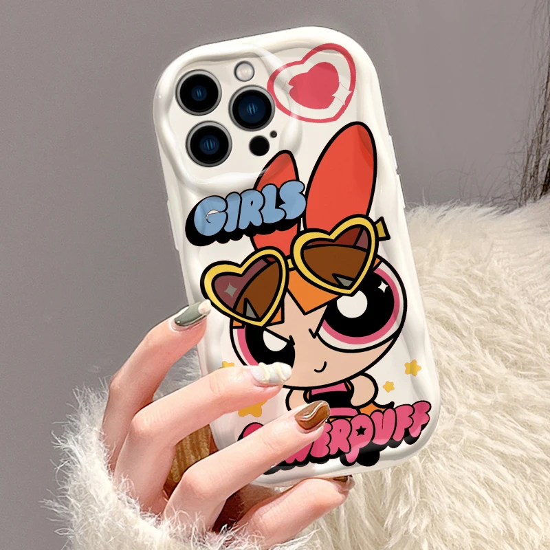 The P-Powerpuff Girls Cute For iPhone 15 14 13 12 11 XS X XR 8 7 6 6S Pro Max Plus Mini Wave Oil Phone Case Soft