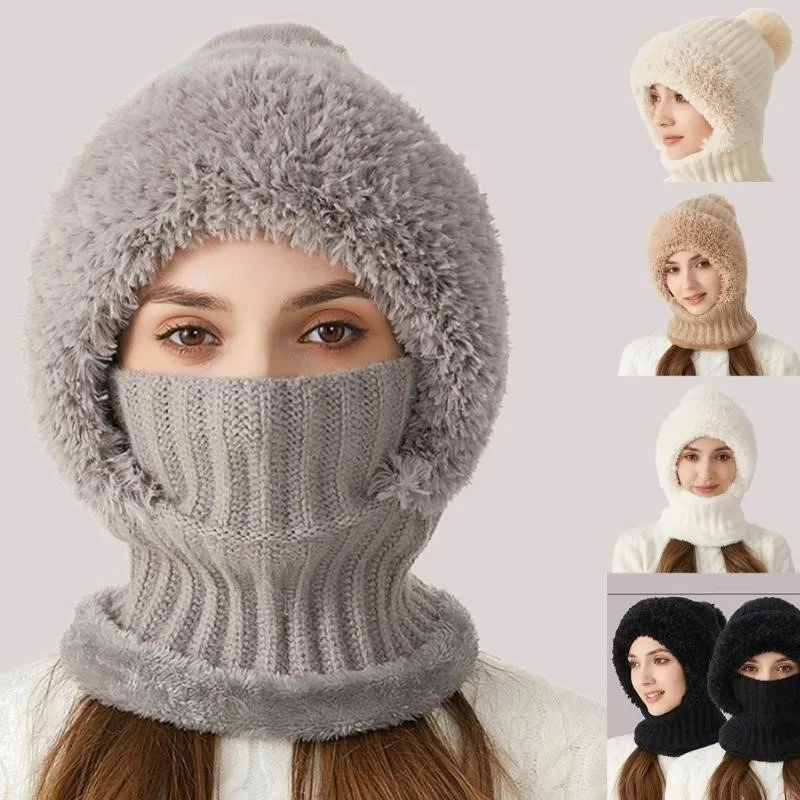 Gestrickte Wintermütze für Damen, warme Pullovermütze, Unisex, winddicht, Sturmhaube, Nackenwärmer für Outdoor-Aktivitäten, Schutz bei kaltem Wetter