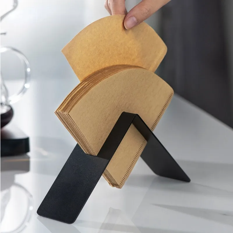 

1PC Coffee Filter Paper Holder Single Slot Stainless Steel Coffee Paper Container Rack Coffee Filter Storage Stand