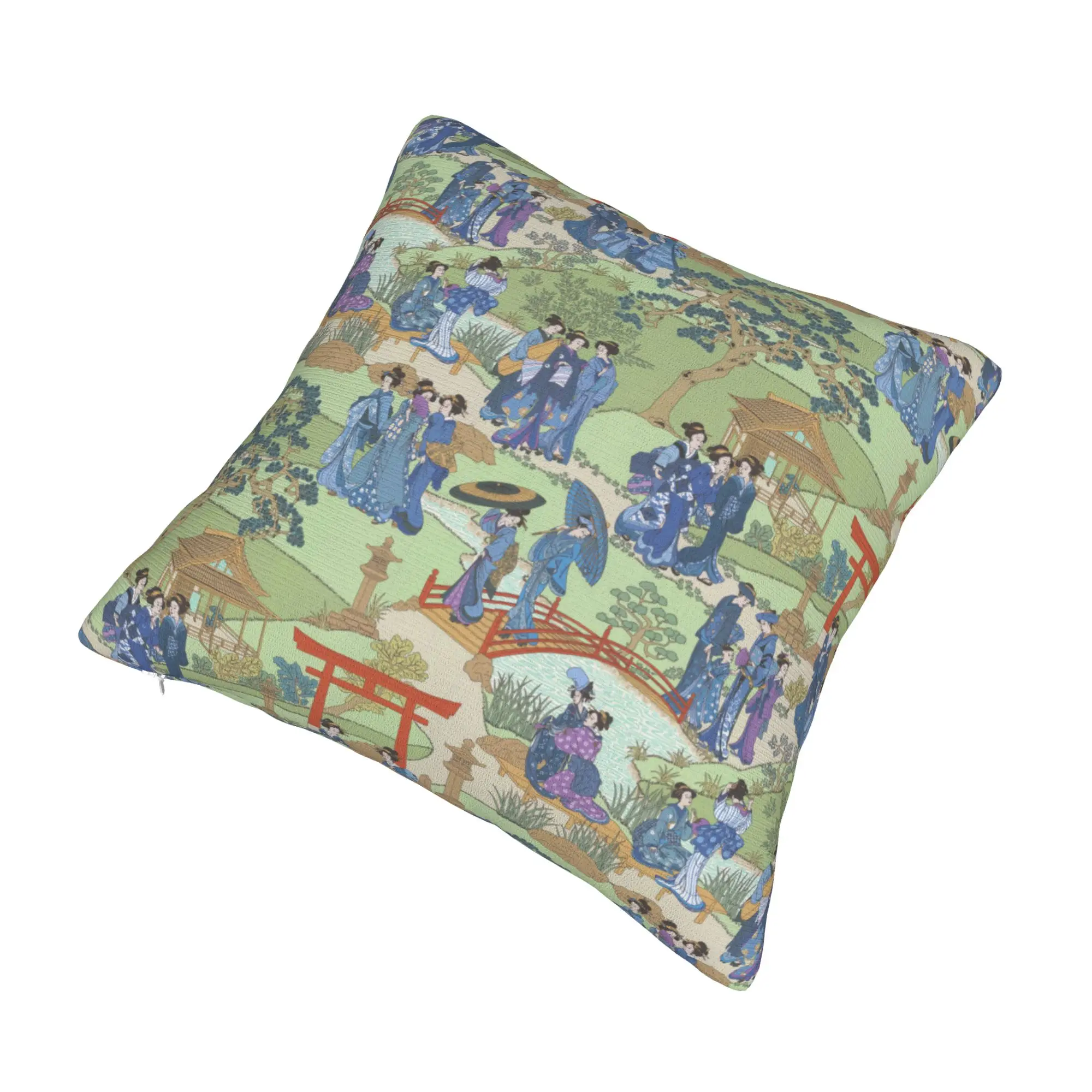 Luxury Antique Vintage Japanese Geishas Cushion Covers 45x45cm Polyester  Pillow Case for Sofa Square Pillowcase Decoration