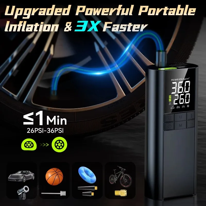 Intelligent Car Inflator Pump 8000mAh Extreme Portable Air Compressor Car Motorcycle Bicycle Usable Electric Tire Inflator Pump