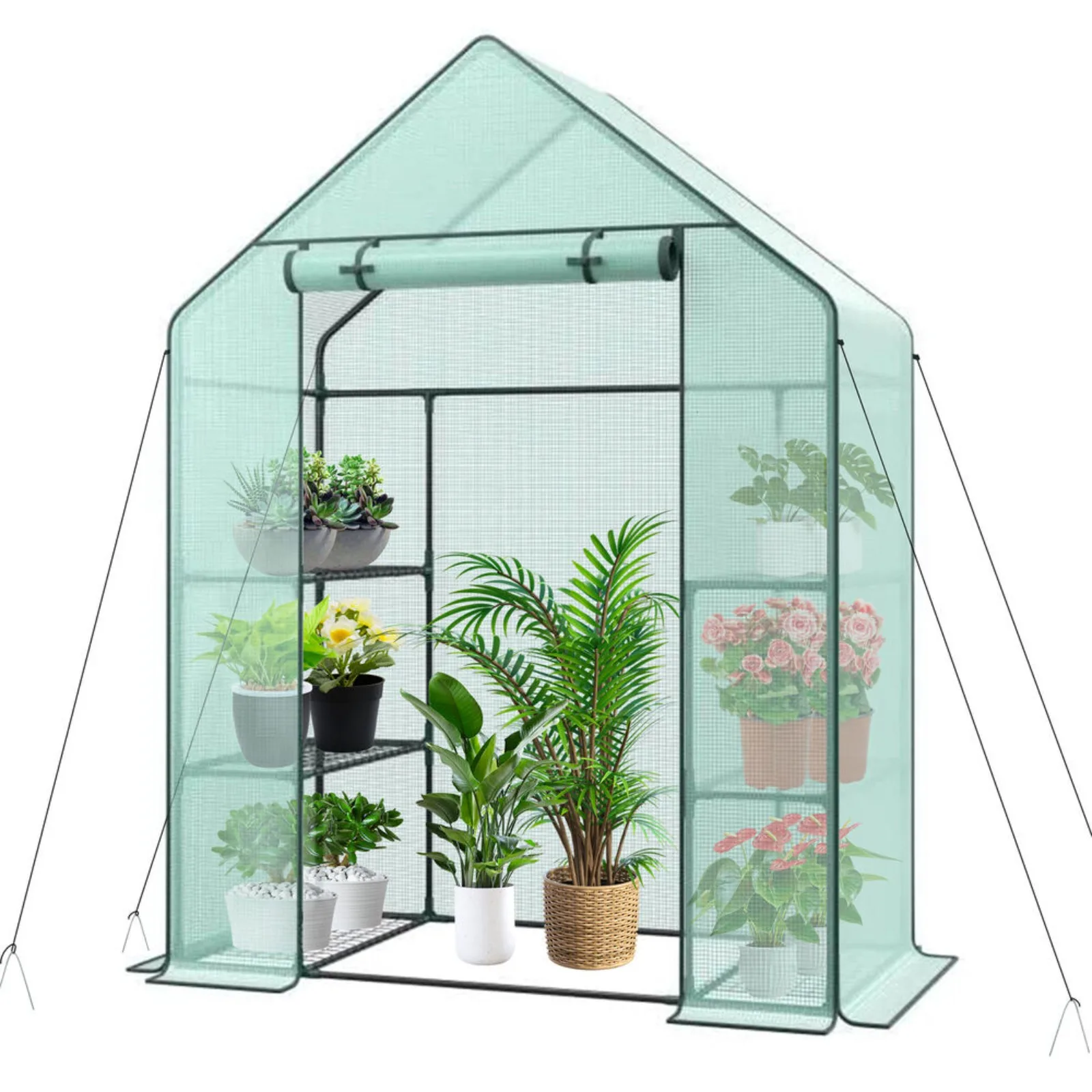 

US Portable 3-layer 6-frame mini walk-in greenhouse suitable for outdoor use in plantation green houses-