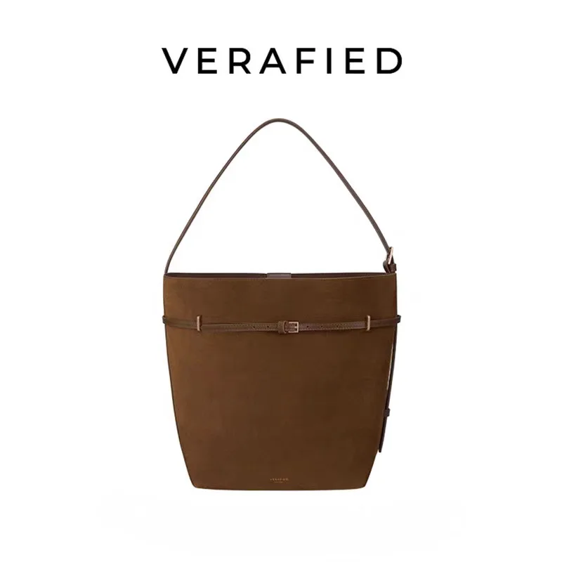 

VERAFIED Bucket Bag - Light Luxury Shoulder Bag, Underarm Minimalist Vintage Large Capacity Tote Bag