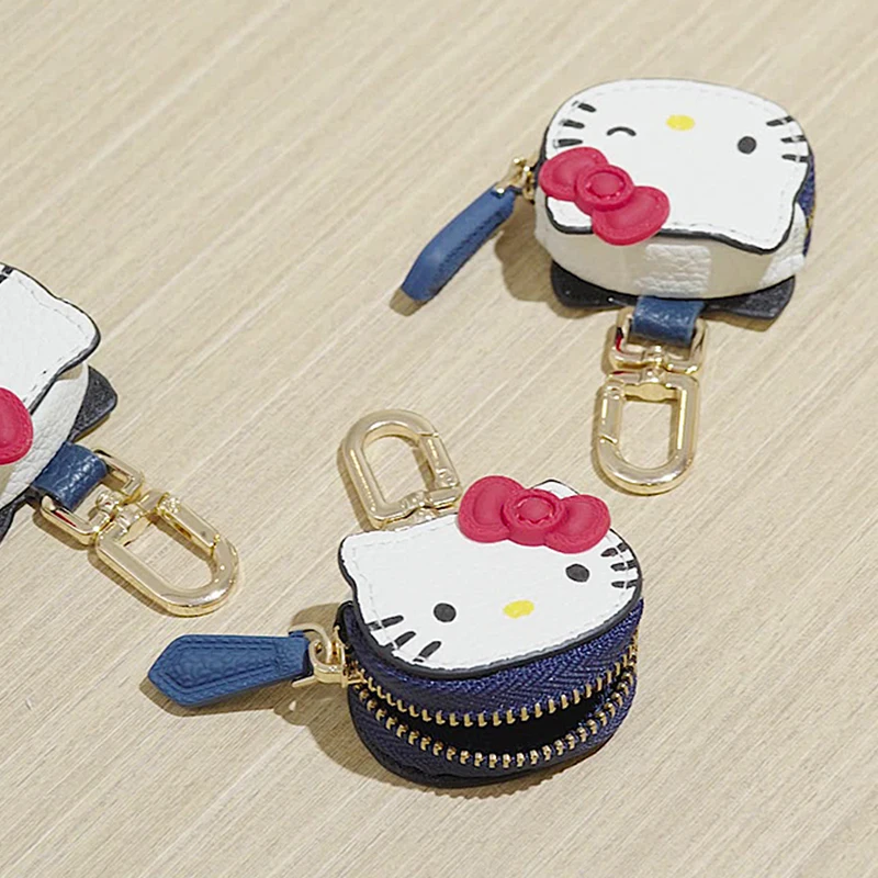 

Sanrios Hellokittys Keychain Cute Kitty Cat Coin Purse Bag Pendant Car Data Line Bag Key Ring Backpack Ornament Accessories Gift