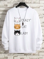 Crazy Cat Lady Cute Cats Men Women Hoodies Fashion Autumn Sweatshirt Oversized Casual Fashion Clothing Autumn Warm Loose Hoody