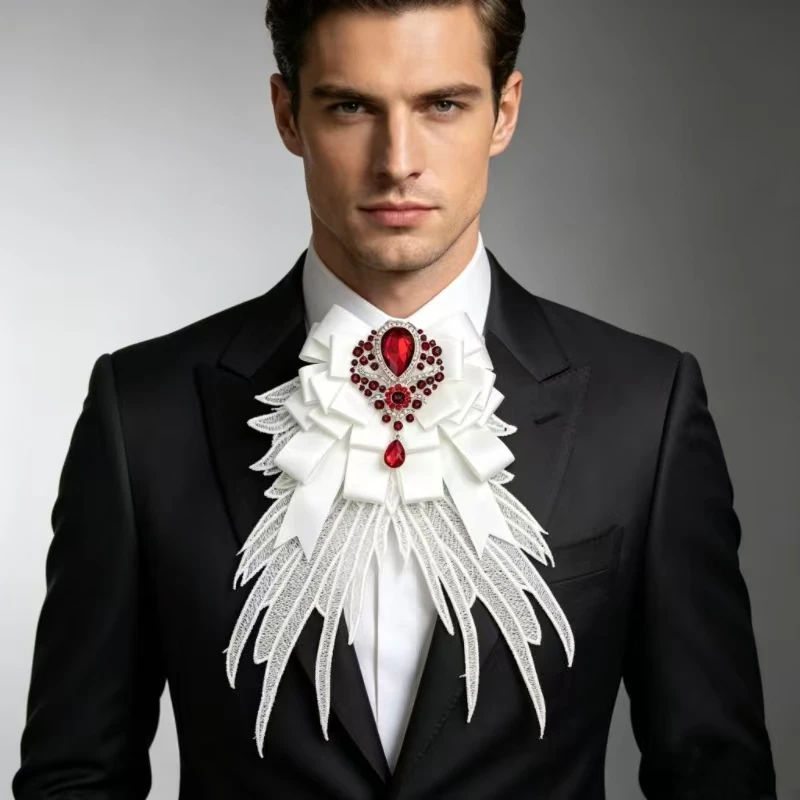 Luxury Rhinestone Mesh Wing Bow Brooch  Elegant Banquets Dress and Wedding Shirts Lapel Flower Bow Tie  Unisex Gift Accessory