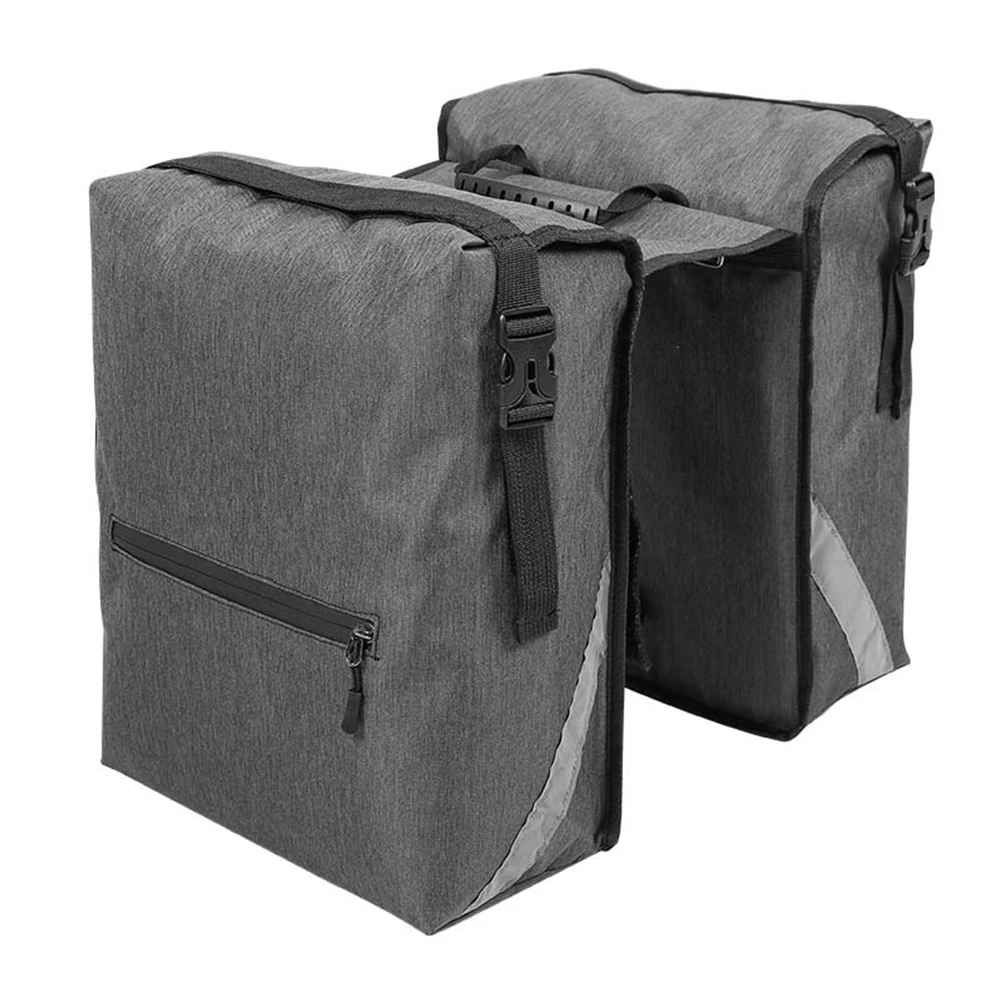 Cycling Trips Grey Bike Side Bag Large Storage Cycling Bag 28L Saddle Bag Comfortable Straps Mount On Bike Rack