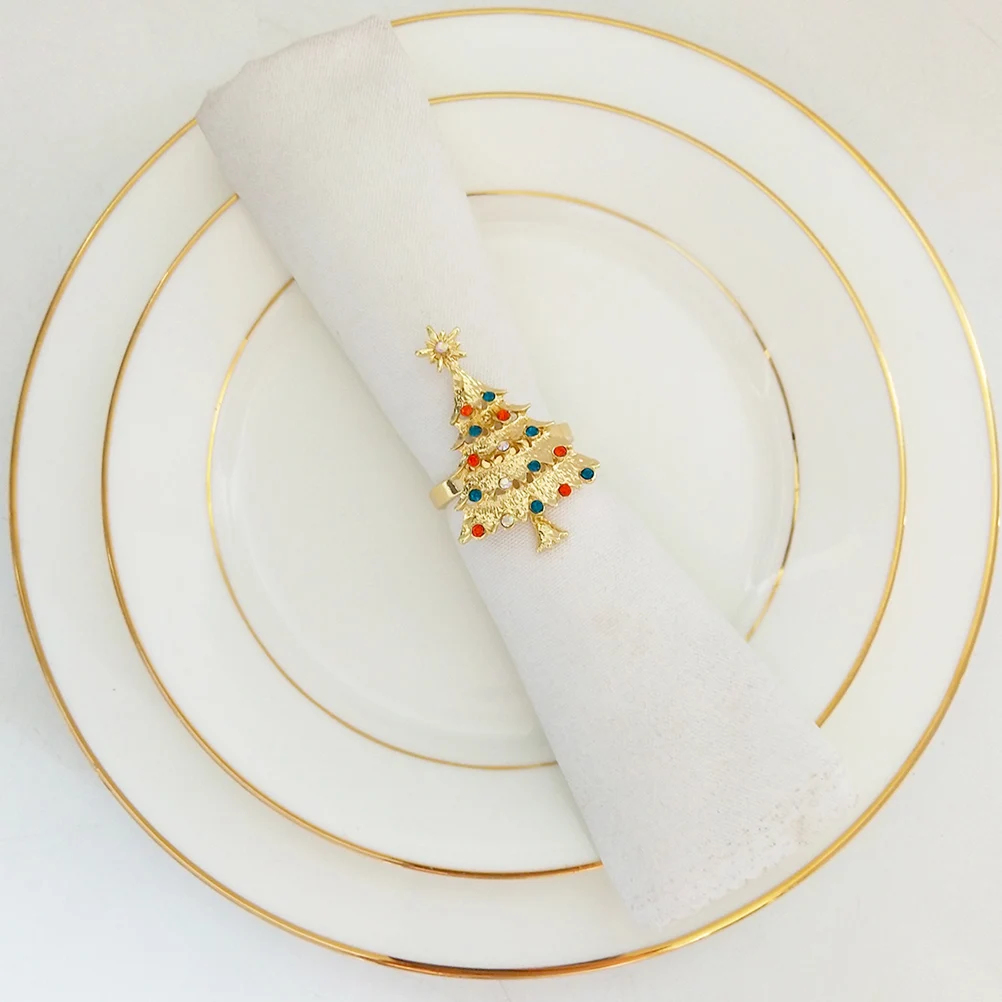

4 Pcs Serviette Rings for Table Napkin Buckle Holds Christmas Tree Buckles