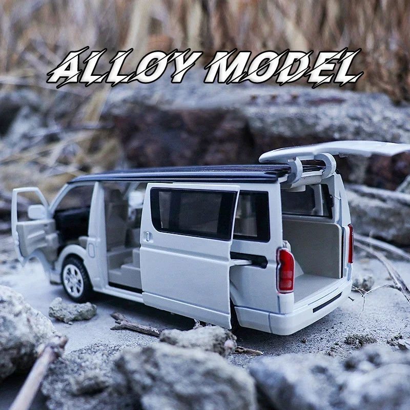 

1:32 Toyota Hiace MPV Zinc Alloy Car Model Toys Diecast Van Simulated Business Vehicles Light Sound Toys For Boys Birthday Gifts