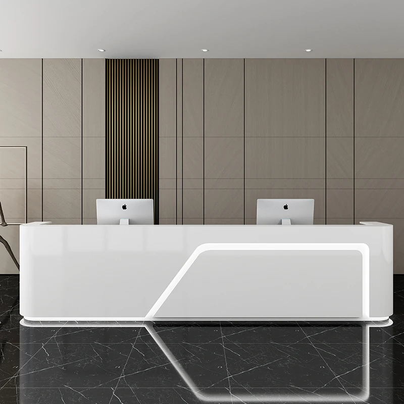 rj-Company Reception Desk Display Simple Curved Modern Commericial Design Desk Table Industrial Sales Escrivaninha Furniture-