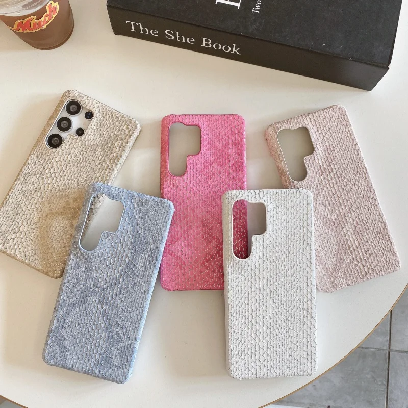 

Luxury Golden Snake Leather Phone Case for Samsung Galaxy S25 S24 S23 S22 S21 S20 Ultra Plus FE Note A viper Skin Cover Funda