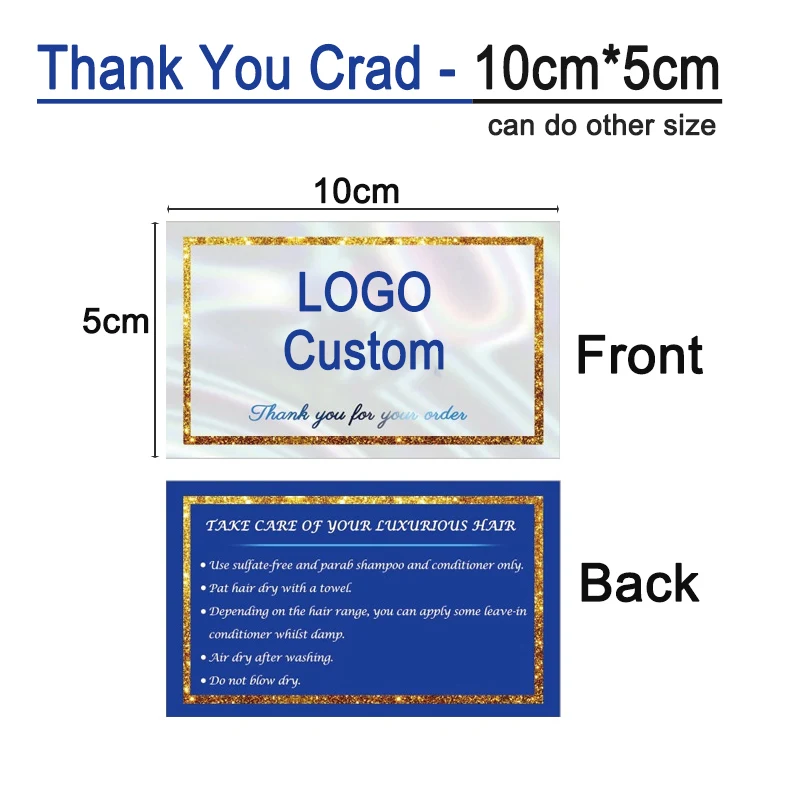 Biglietti di ringraziamento personalizzati da 500 pezzi Biglietti da visita Stampa fronte-retro Decorazione regalo Biglietti per capelli con logo personalizzato con cordino