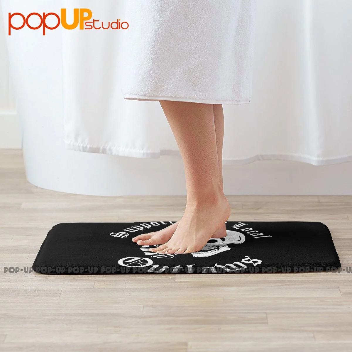 S Support Your Local Outlaws Biker Motorcycle Mc Skull Mat Rug Carpet Popular Ins Style