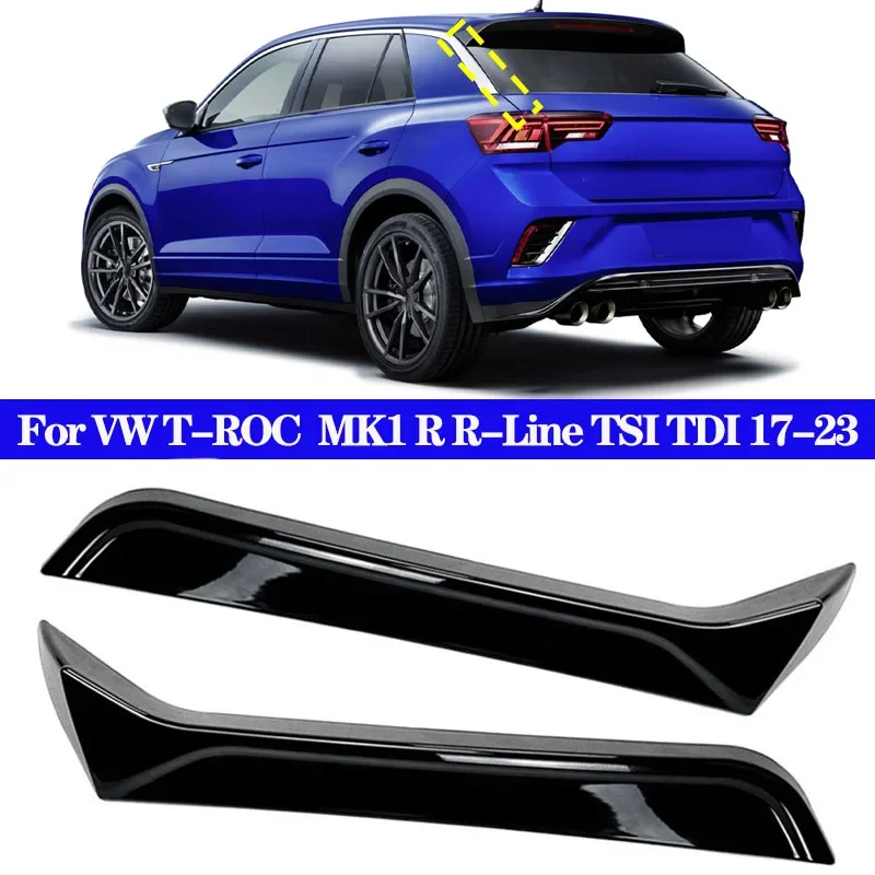 Car Rear Window Side Splitter Trunk Diffuser Canards Spoiler ABS Carbon Fiber For VW T-ROC SUV A11 MK1 R R-Line TSI TDI 17-23