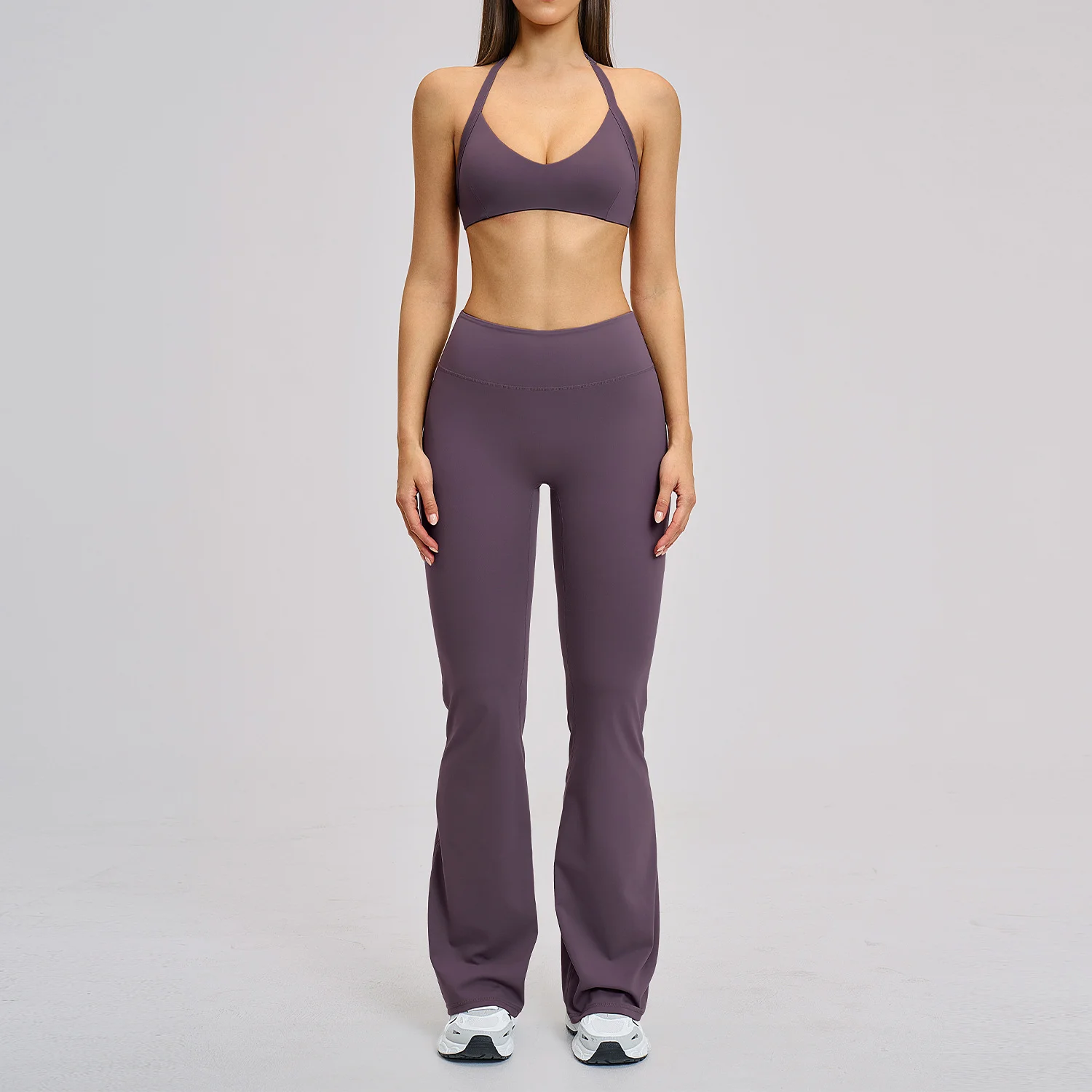 2 Piece Yoga Set Slim Fit Beauty Back Sports Bra Gym Sports Running Fitness Set High Waist Flares Leggings Women's Tracksuits image 3