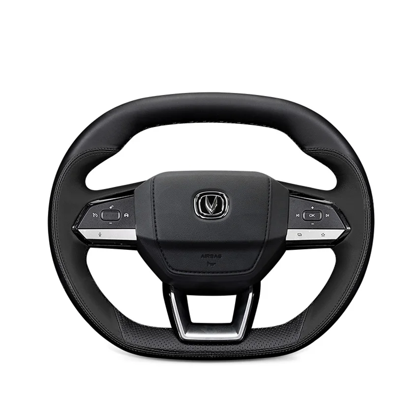 For Changan Uni-v CS55 PLUS EADO Manual Sewing Diy Car Steering Wheel Cover Genuine Leather Protector Braid Accessories Black